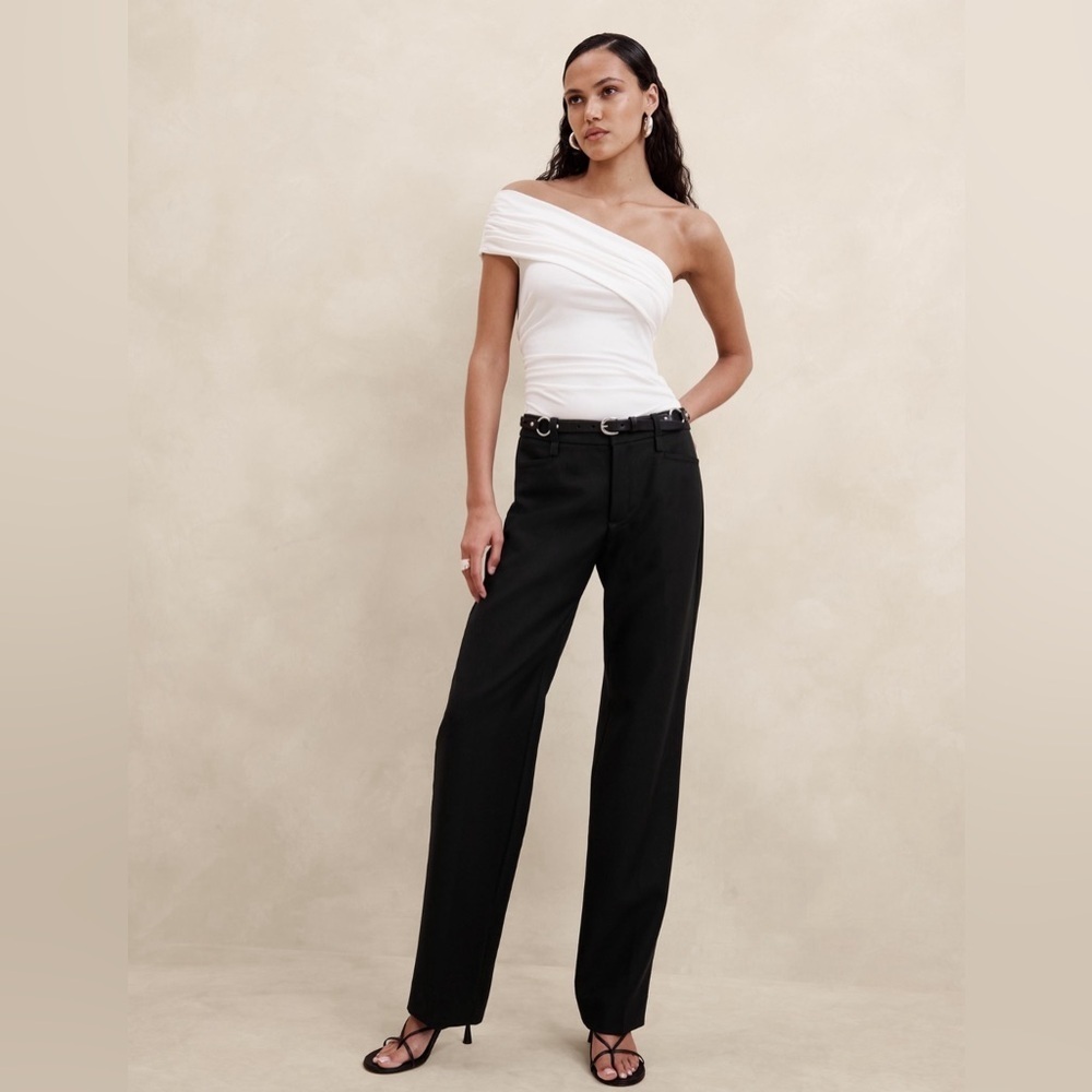 NWT Banana Republic Lido Italian Wool Straight Black Pant Size 2.